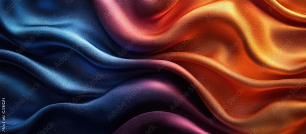Aufkleber luxurious abstract silk texture with wavy folds in rich colors creating a dynamic and elegant backgr