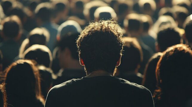 Anxious Person Facing Crowd Highlighting Effects of Epileptic Seizures with Copy Space for Text Placement in Health Awareness Campaign