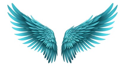 Obraz premium A pair of greenish blue wings on white background with premium featured ghrphics for photography and stage decorations in logo and vector style 