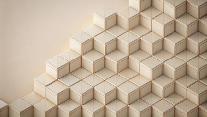 Obraz premium Geometric Cubes Pattern on Light Beige Background , design, light beige, design, light beige, pattern