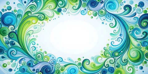 Swirling blue and green blot patterns on a white background with rounded shapes, blot, green,  blot, green, design, color
