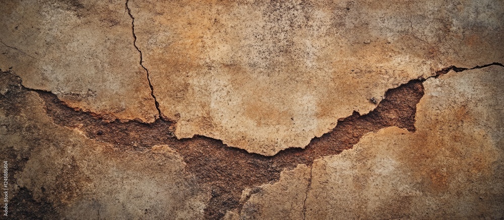 Poster cracked aged brown cement floor texture with rustic details for background use in design projects an