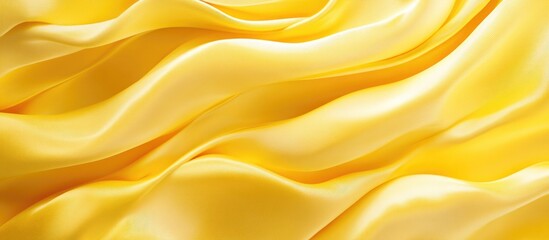 Yellow silk fabric texture luxury background for design featuring soft, lightweight polyester in elegant flowing waves. Perfect for upscale projects.