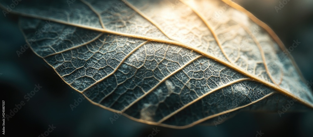Poster abstract macro shot of a leaf showcasing intricate textures and minimalistic details in natural ligh