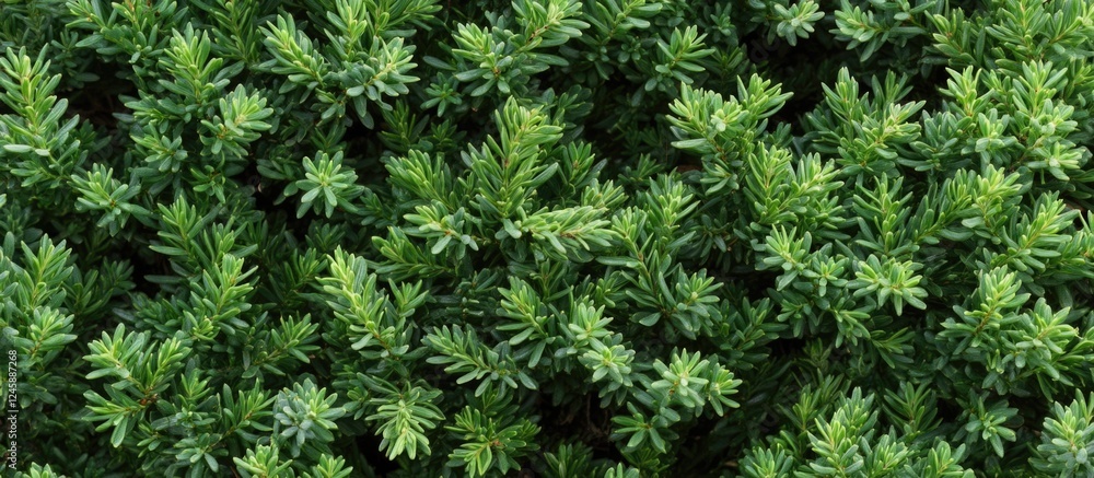 Aufkleber macro shot of lush green juniper branches creating a vibrant natural background texture for design a
