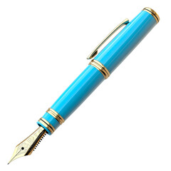 3D icon of a fountain pen, white background, cute style, simple design, no shadowing, cute 2D cartoon style, high resolution