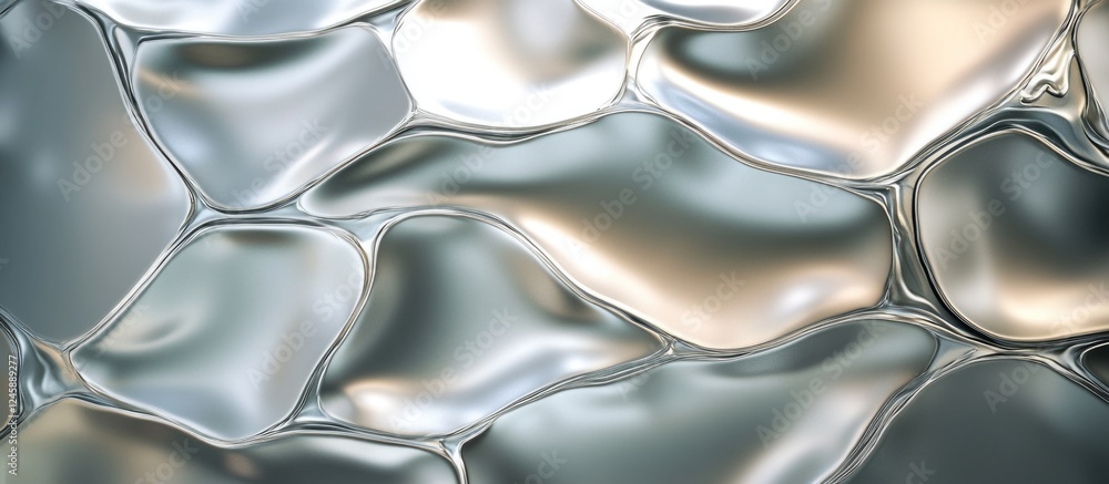 Poster shiny abstract metallic texture with fluid, reflective surface creating a modern artistic background