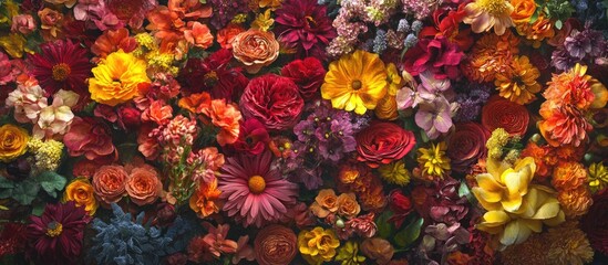 vibrant blooming flowers in red yellow and pink hues creating a colorful display ideal for room or garden decoration