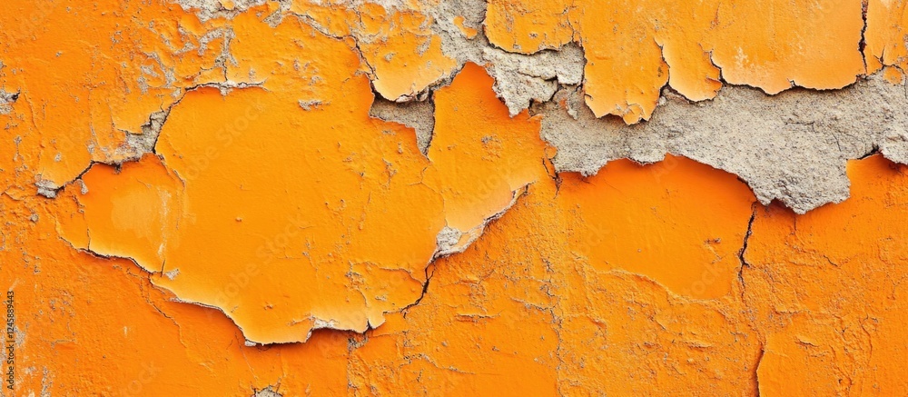 Poster abstract orange textured background with peeling paint showcasing a rustic and artistic look for cre