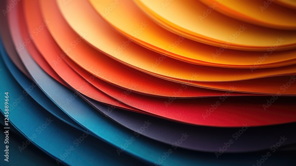 Poster vibrant layers of colorful catalogues creating an artistic background showcasing a spectrum of color