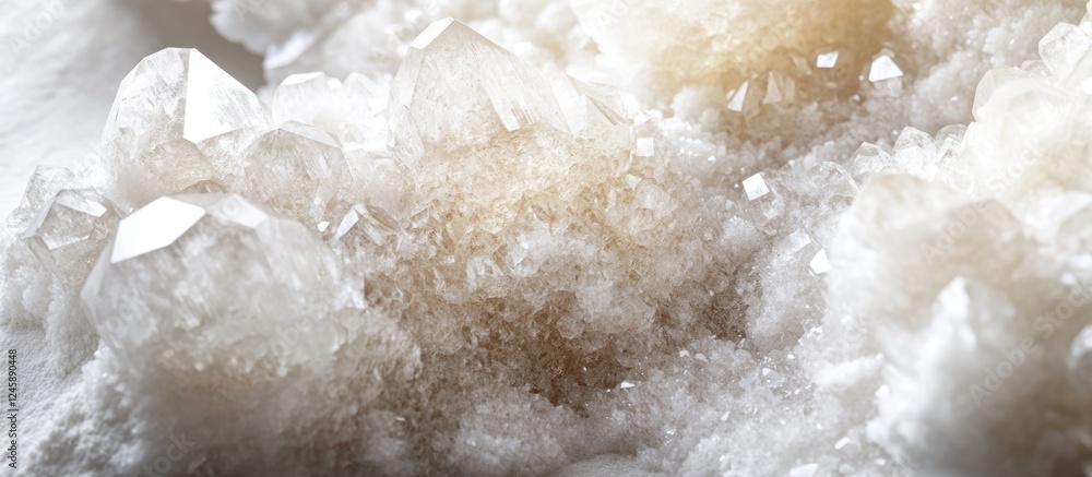 Aufkleber macro shot of white crystalline formations creating a cold abstract background with intricate textur