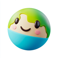 3D icon of planet Earth, white background, cute style, simple design, no shadowing, cute 2D cartoon style, high resolution