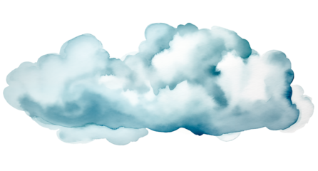 Hand painted watercolor cloud isolated on transparent background