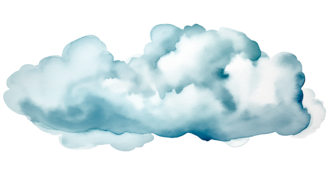 Hand painted watercolor cloud isolated on transparent background