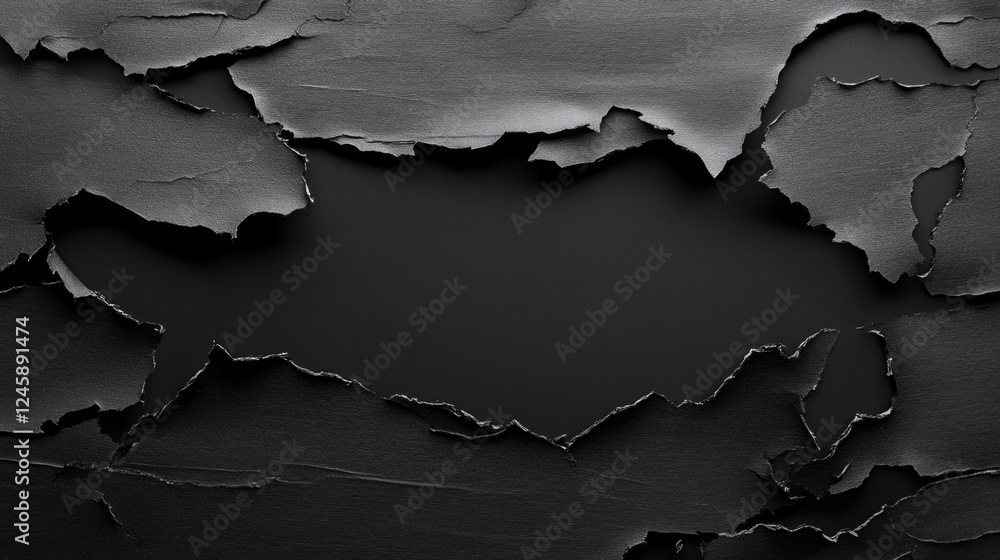 Aufkleber torn black paper on dark background halloween theme with empty copyspace for text placement