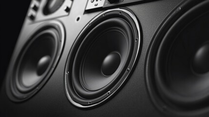 High-Quality Close-Up of Professional Audio System Loudspeakers with Detailed Speaker Cone Design