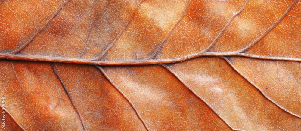 Poster macro view of autumn dry leaves highlighting intricate textures and natural patterns in warm earthy 