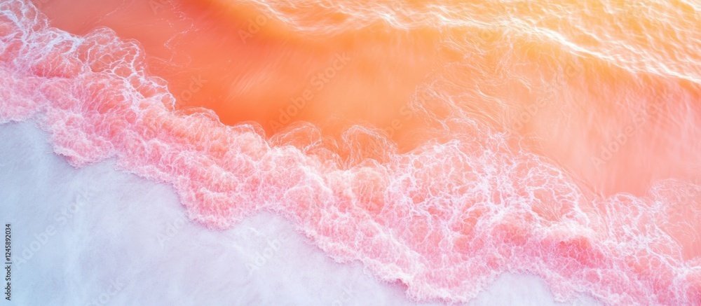 Poster abstract aerial view of soft pink and orange ocean waves with space for text overlay