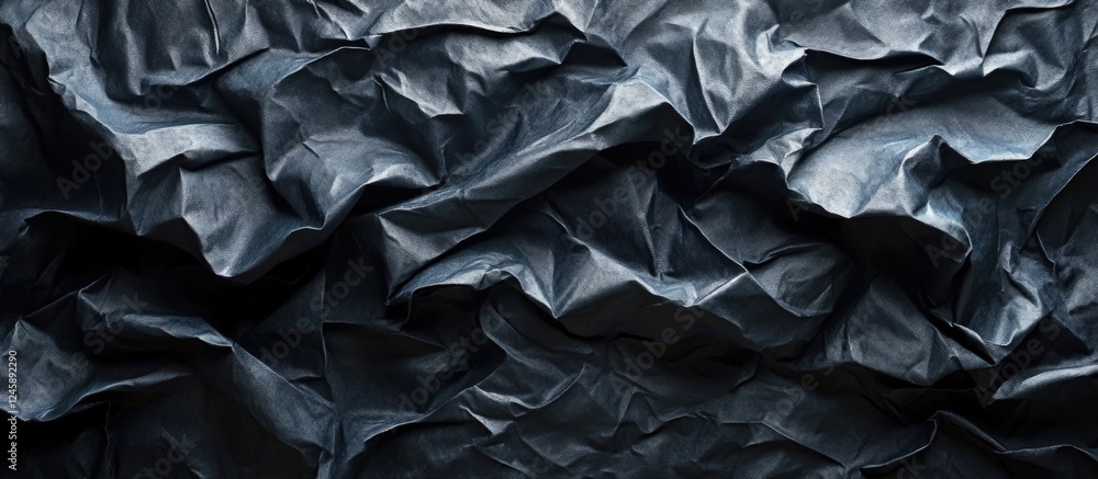 Poster textured black crumpled wrapping paper background for creative and artistic projects in design and v