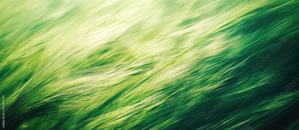 Poster lush green grass texture with dynamic movement providing an abstract background for nature-themed de