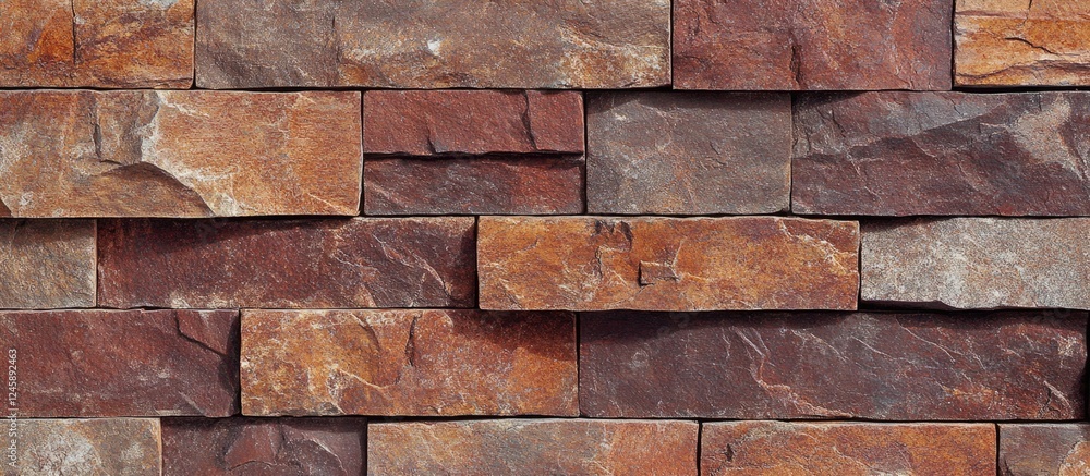 Poster textured closeup of a rustic stone wall featuring red and brown bricks ideal for backgrounds or desi