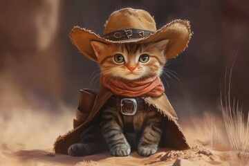 A Little Cowboy Cat in the Wild West