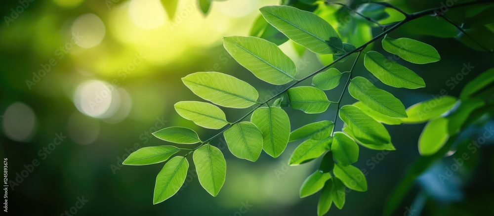 Poster green blurred lights defocused bokeh with natural forest plant background texture abstract spring le