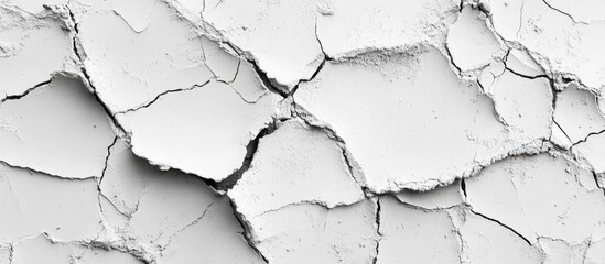 Obraz premium Textured cracked cement wall surface in monochrome abstract design for background or artistic use in modern interior decor and construction themes