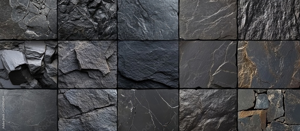 Poster textured black stone wall backgrounds showcasing diverse patterns and surfaces for design and archit
