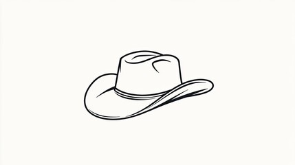 Simple outline of a cowboy hat on a neutral background, ideal for design use and illustrations