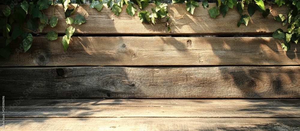 Aufkleber wooden background with natural ivy elements creating a rustic and organic atmosphere suitable for va