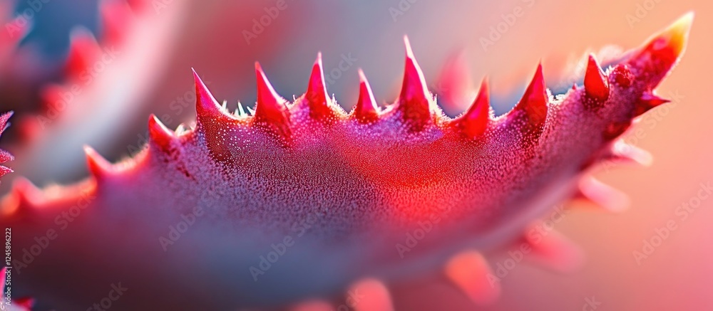 Aufkleber abstract close-up of a succulent leaf featuring striking red thorns with a soft blurred background h
