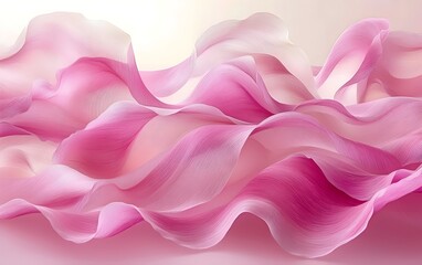 Fototapeta premium A stunning abstract composition featuring flowing waves of soft pink and white hues. The fluid shapes create a sense of movement and delicate beauty, evoking a serene atmosphere.