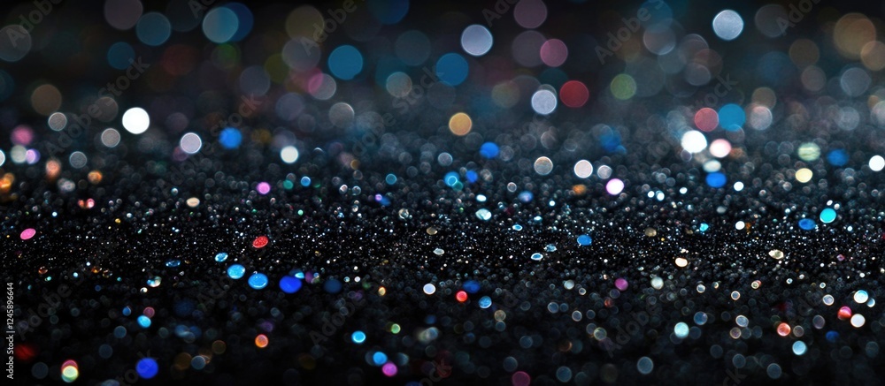 Poster colorful bokeh abstract background with shimmering lights and a dreamy black backdrop creating a mag