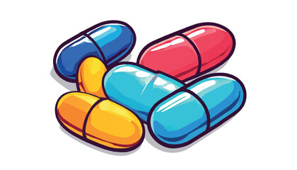 Pills and Vitamins Vector Illustration Icon Isolated On White Background Flat Style