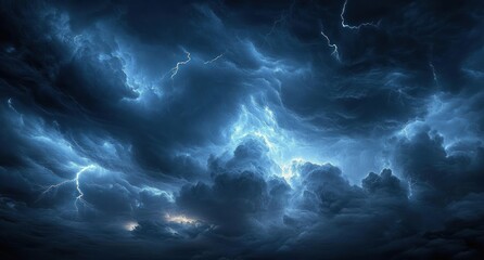 Dramatic Storm Scene with Dark Clouds Lightning Thunderstorm Weather Natural Disaster