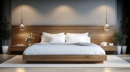 Minimalistic White and Wooden Bedroom Interior Design with Sea View