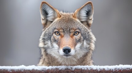 Obraz premium Coyote portrait, winter, snowy forest, wildlife