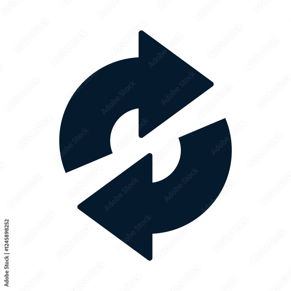 Poster arrows in a circle. concept of update, sync, exchange. vector linear icon isolated on white backgrou