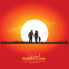 global parent's day. parent's day creative ads design Jun 1 . social media poster, vector, 3D illustration. 
