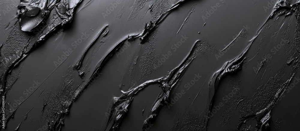 Aufkleber black cement plaster texture with smears creating a wide panoramic view of a dark concrete wall back