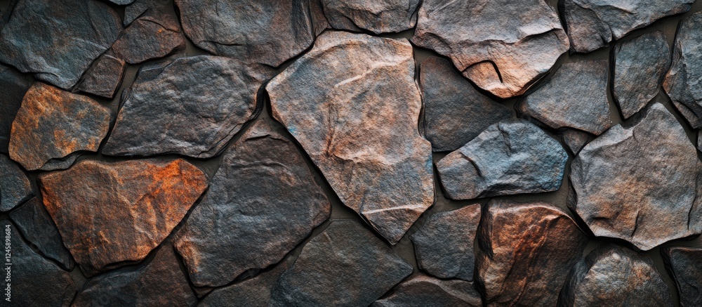 Poster textured natural rock background showcasing dark structural stone surfaces with varying shapes and c