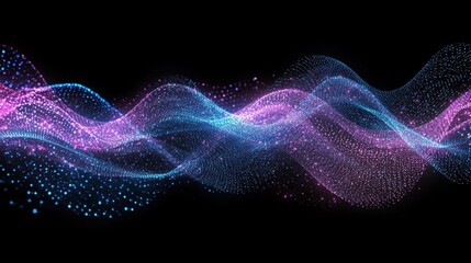 Fototapeta premium A vibrant composition of luminous blue and purple waves, symbolizing data movement and futuristic technology.