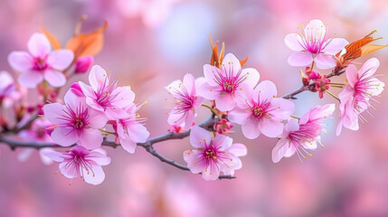 Obraz premium Pink Cherry Blossoms in Full Bloom During Spring..