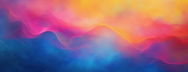 Abstract Colorful Background with Blue Pink Yellow Purple Gold Red Orange Gradients and Swirling Shapes in Cloudy Artistic Pattern