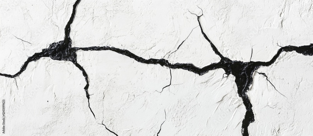 Poster cracked white surface with black grunge lines creating a distressed texture ideal for backgrounds an