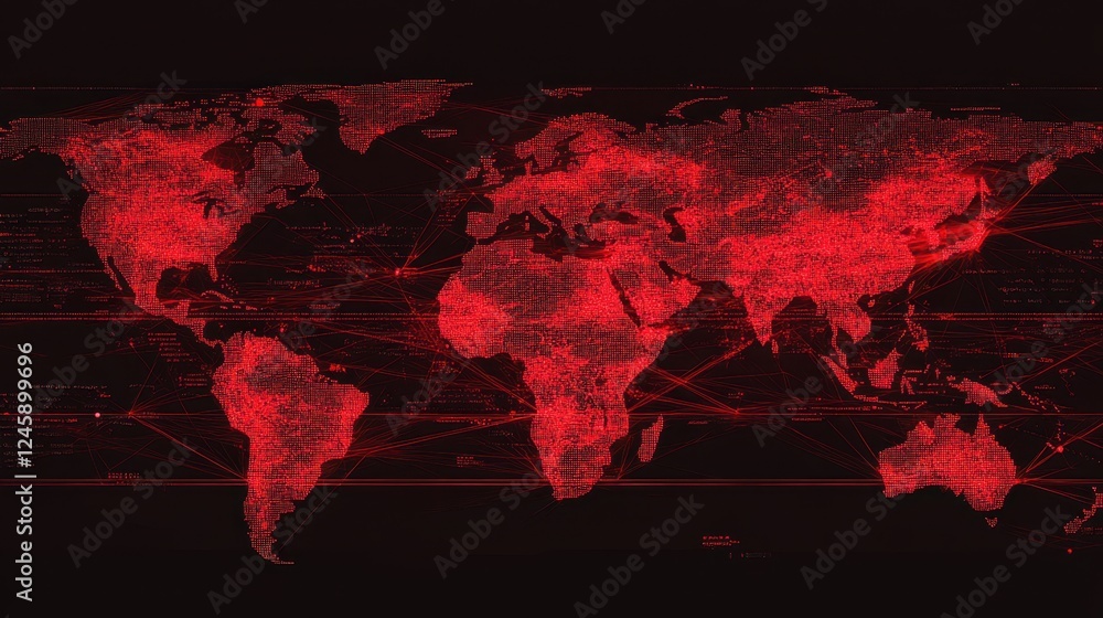 Poster abstract data visualization with a global network overlay, showcasing the future of business intelli