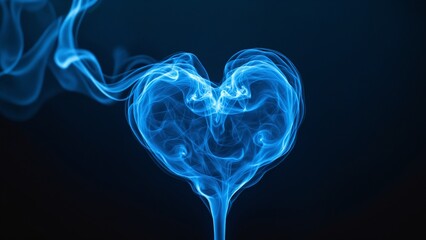 Blue heart made of smoke