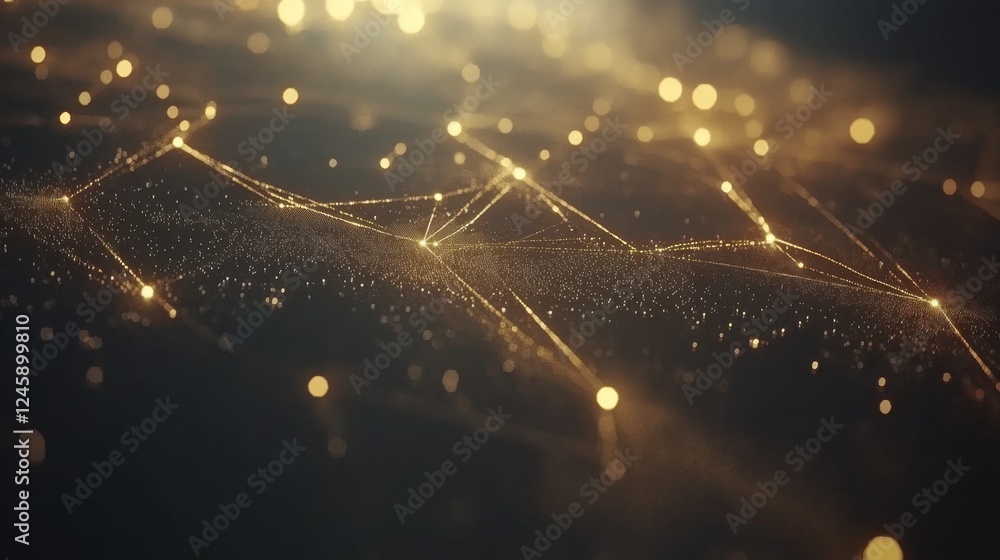Poster abstract data visualization with a global network overlay, showcasing the future of business intelli