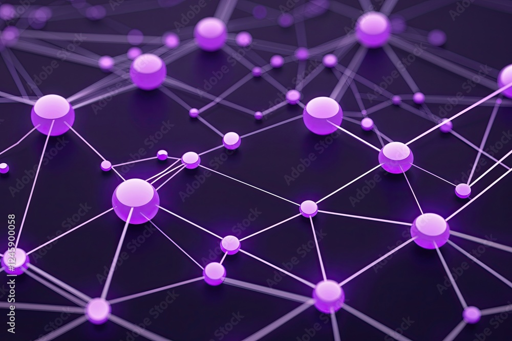 Poster purple dots and lines in digital connections exploring modern networking concepts